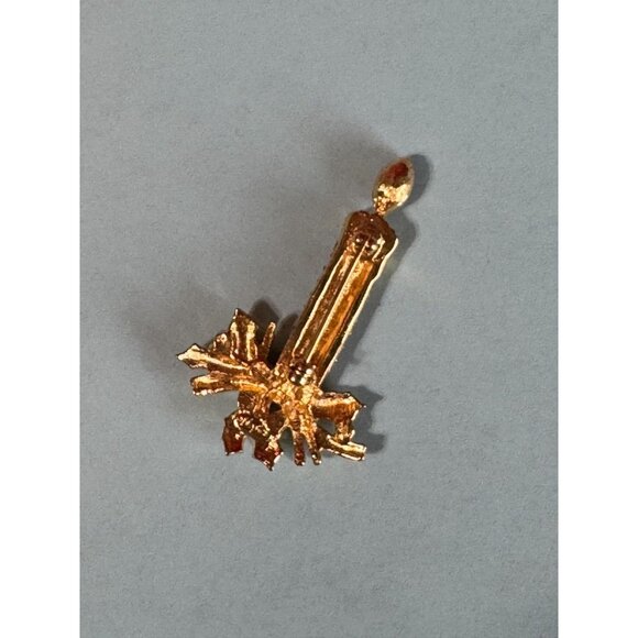 Vintage Santa Candle & Poinsettia Jeweled Christmas Brooch Pin Set Napier Monet - Picture 10 of 11